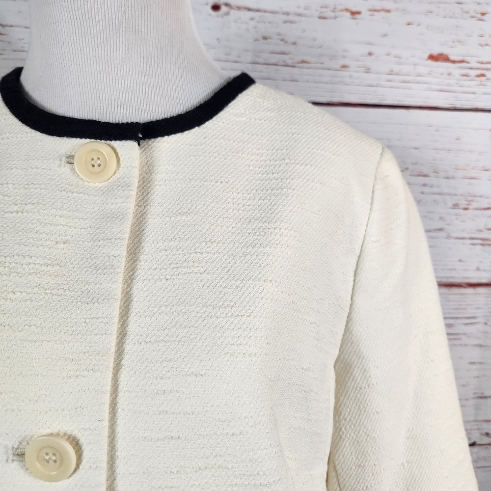 TALBOTS Twill Knit Jacket Ivory and Black Size 10 New With Tags - Picture 3 of 8
